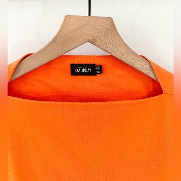 Kate Spade Saturday Square Neck Tee Orange Size Medium - Picture 5 of 6